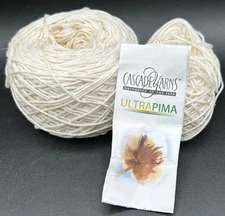 1 Skein Cascade Yarns Ultra Pima Cotton Yarn in 3718 Natural Plus 34g BONUS