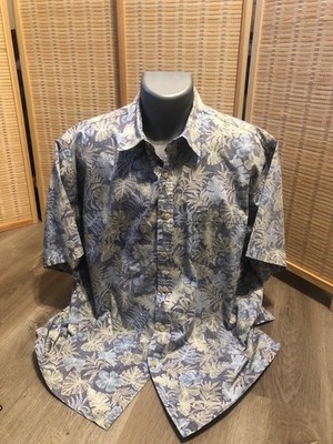 Cooke Street Hawaiian Button Up Shirt 100% Cotton 2XL Blue and Green H74