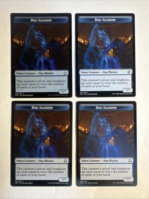 4x Mtg D&D Forgotten Realms Dog Illusion Token NM/M Magic The Gathering