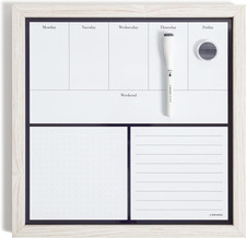 Rustic Weekly Dry Erase Board with White Wooden Frame, Office Supplies, 14  X 14