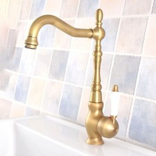Antique Brass Swivel Bathroom Sink Faucet Single Handle Vanity Mixer Taps