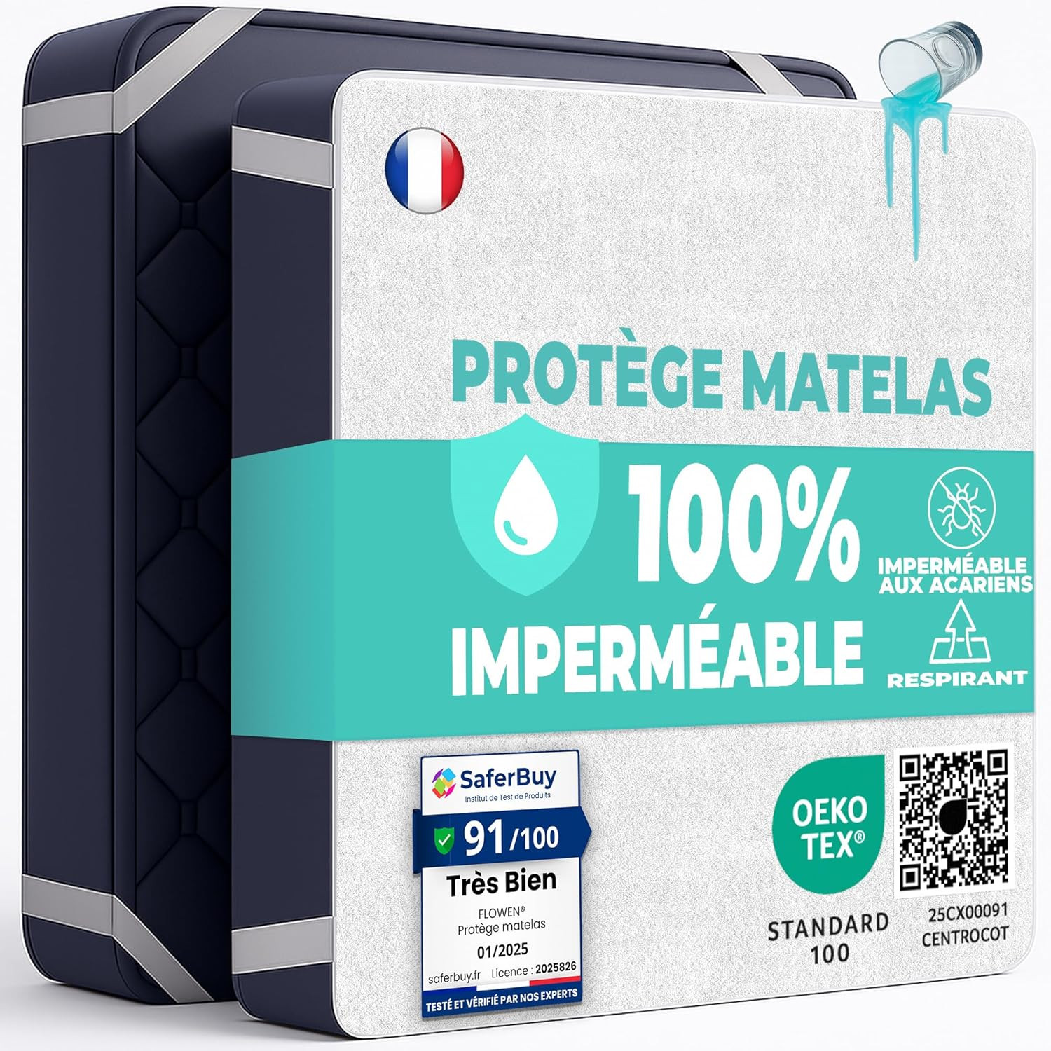 Protège matelas 135x190 cm en coton pour des petits-déjeuners au lit sereins