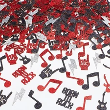 200 PCS Born To Rock Party Confetti Red Black Music Note Roll Decorations Theme