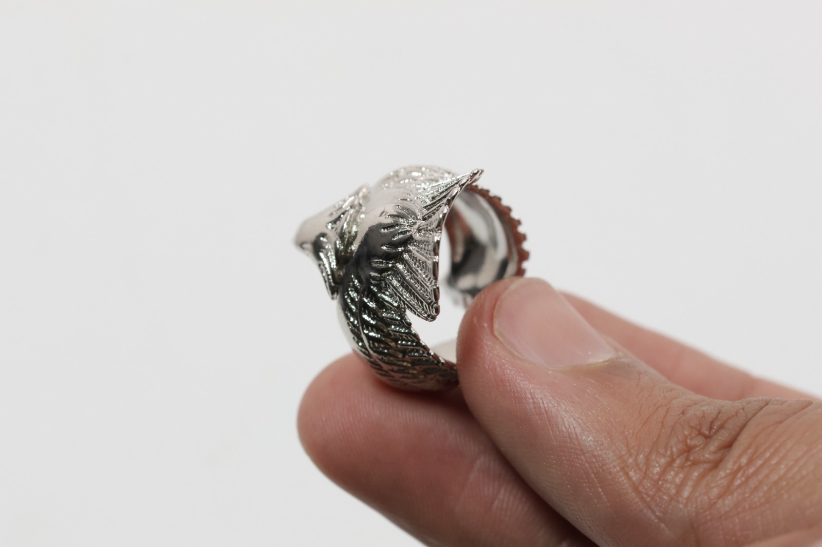SOLID 925 Sterling Silver Adjustable Eagle Ring U… - image 2