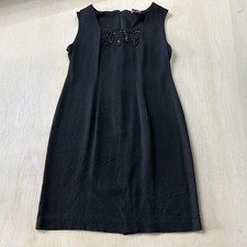 R&M Richards Dress Womens 8 Black Sleeveless Scoop Neck Beaded Sheath Short