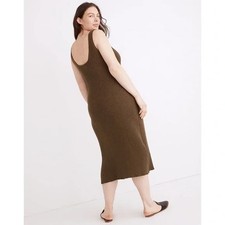 NWT Madewell Olive Green Ribbed Sweater Tank Midi Dress sz xs