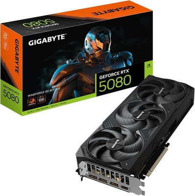 Gigabyte GeForce RTX 5080 WINDFORCE OC SFF 16G Graphics Card, 16GB 256-bit GDDR7