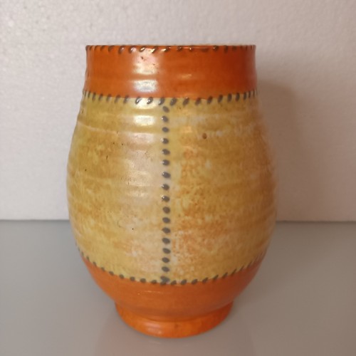 Crown Ducal Charlotte Rhead Stitch (3274) Pattern 1930's Pottery Vase 17cm Tall - Picture 3 of 7
