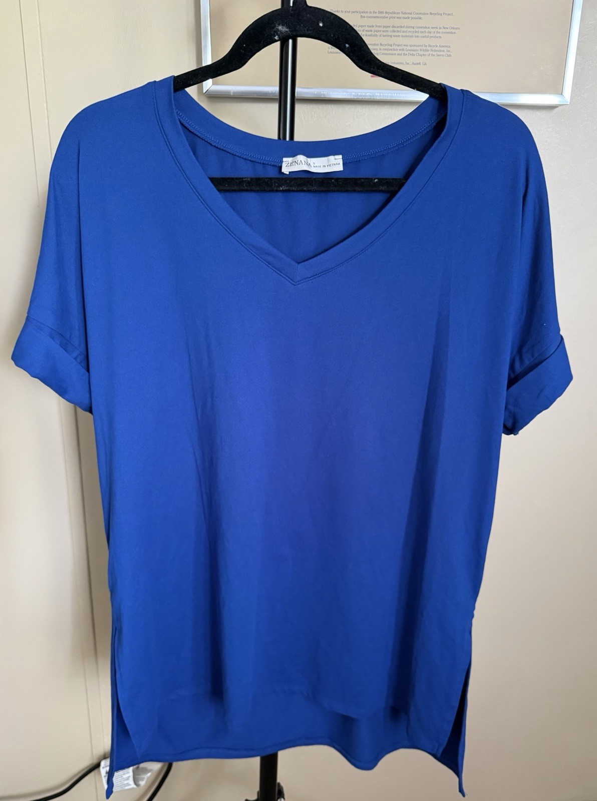 Zenana Premium V-Neck Short Cuffed Sleeve  Oversized Top
