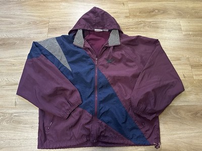 VINTAGE Reebok Jacket Mens Extra Large Blue Maroon Windbreaker Track Retro 90s