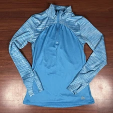 RBX Teal Blue Quarter Zip Athletic Top long sleeve thumbholes Running Medium