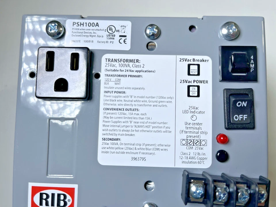 RIB Functional Devices PSH100A Enclosed Single 100VA, 120VAC-24VAC Transformer - Image 2 of 4