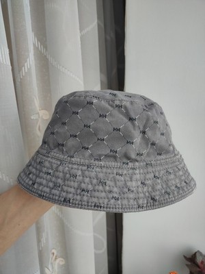 Vintage Helly Hansen Reversible Bucket Hat Monogram Grey Red Spell Out Logo