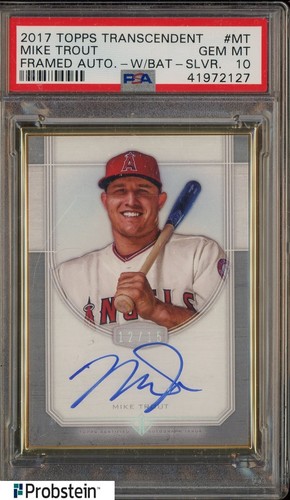2017 Topps Transcendent Framed Silver Mike Trout Angels AUTO 12/15 PSA 10