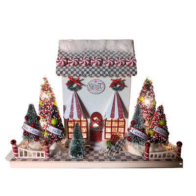 Mackenzie Childs Check It Out Illuminated Sweet Shop Paper House Sterling 10.5''