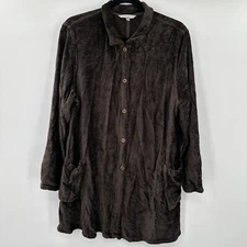Kleen Brown Long Sleeve Soft Velour Style Button Down Shirt Sz XL