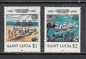 Santa Lucia - Correo Yvert 979/80 ** Mnh Descubrimiento de América - Imagen 1 de 1