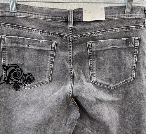 Jessica Simpson Mika Best Friend Jeans Grey Embroidered Crop Women’s Size 31 NWT - Picture 8 of 10