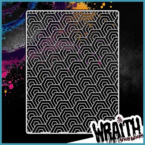 Geo Pattern #2 - Reusable Airbrush Stencil Template - 第 1/4 張圖片