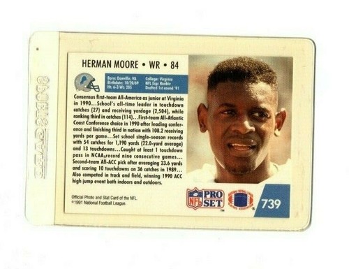1991 NFL PRO SET Rookie Card HERMAN MOORE Lions 739 NM MINT EBay