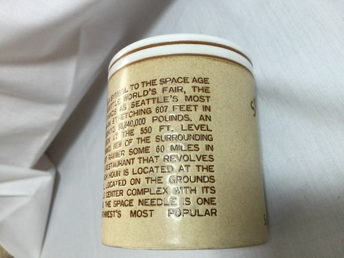 Seattle , WA Space Needle Souvenir Coffee Mug With History And Facts  A328ST - Picture 3 of 6