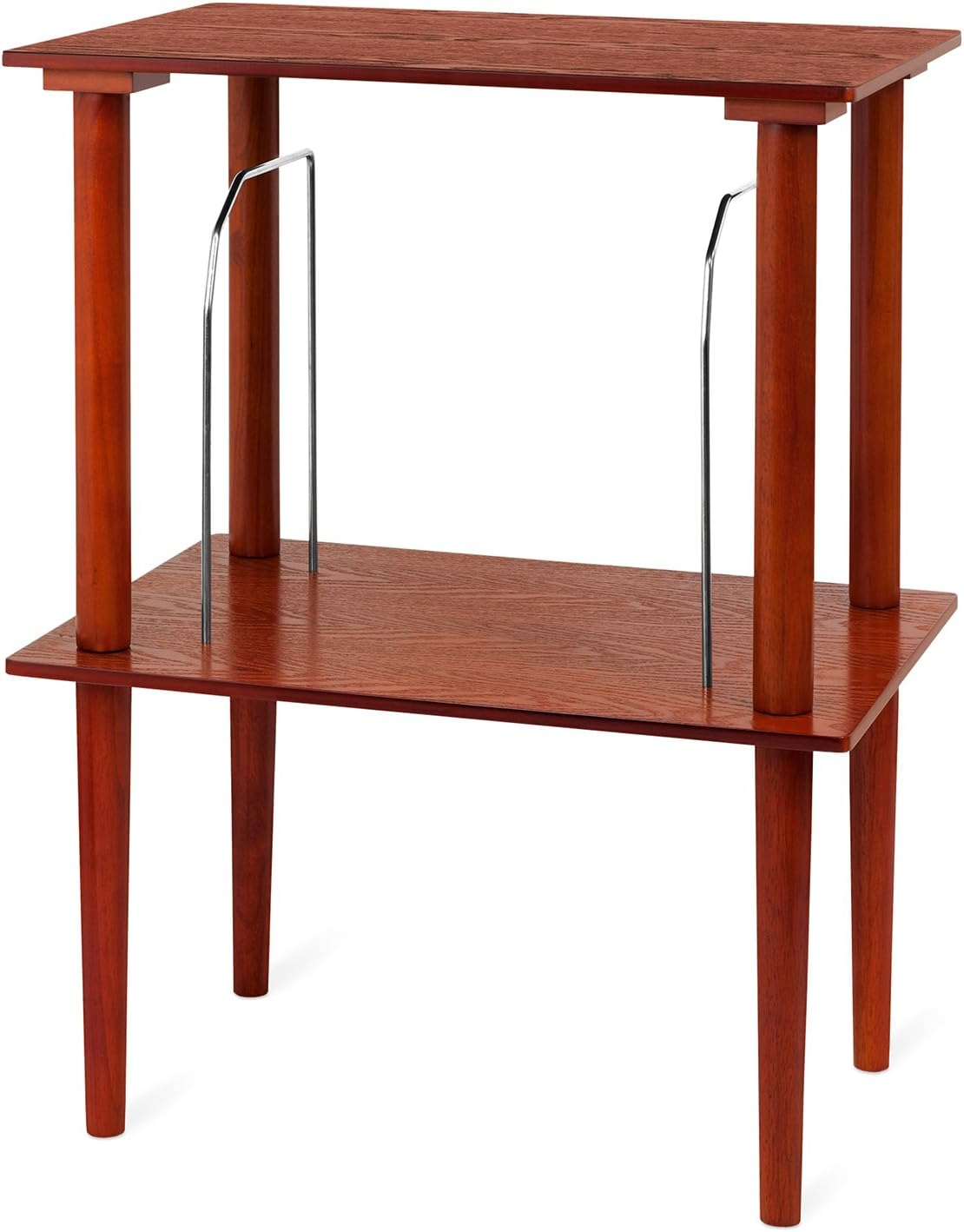 Mahogany Wooden Stand for Music Centers with Record Shelf  