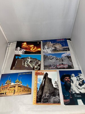 7 pc. Lot Vintage South Dakota Mount Rushmore Corn Palace & More Postcards-Mint
