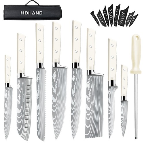 8PC Japanese Kitchen Knives Damascus Pattern Chef Knife Set White+Bag+Sharpen AU - Picture 19 of 20
