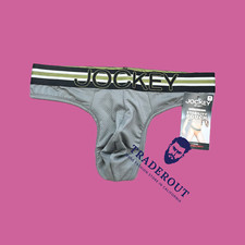 Jockey mens gray sport mesh pouch thong underwear size M