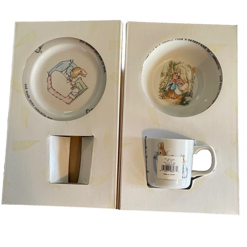 Wedgewood Beatrix Potter Peter Rabbit Nursery Set Cup Plate Bowl Original Box