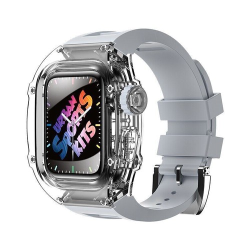 Urban Sports Mod Kit Transparent Case Rubber Band fr Apple Watch 9 8 7 6 44/45mm - Picture 10 of 34