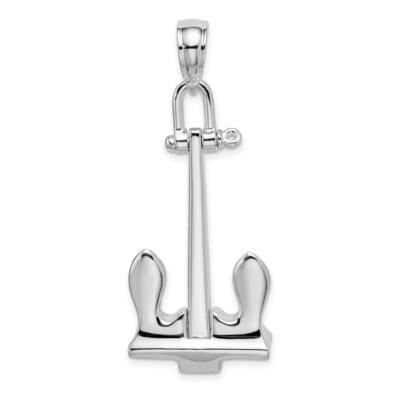 925 Sterling Silver Fine Jewelry Men's 3D Moveable Navy Anchor Necklace Pendant