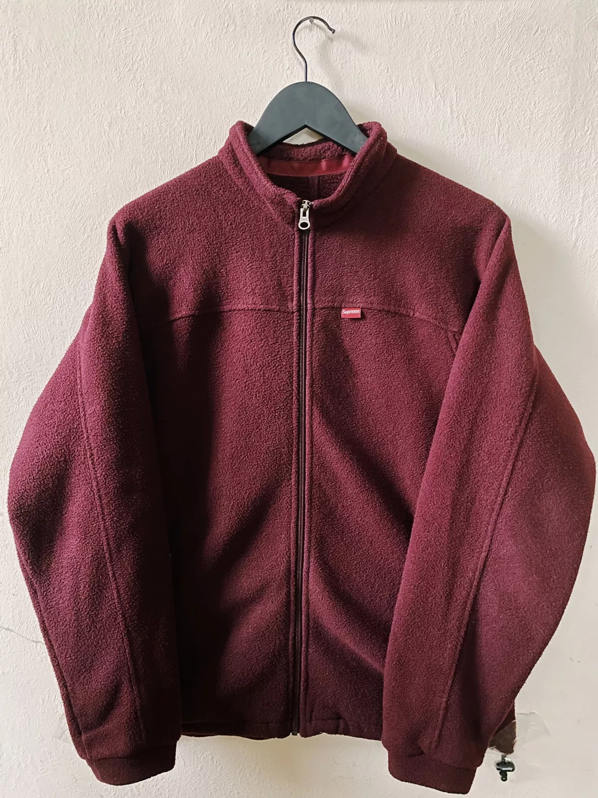 Vintage Y2K 2000 Supreme Polartec Fleece Zip Up Jacket Burgundy