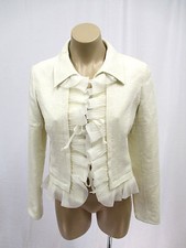 VALENTINO Off White Raw Silk Cropped Jacket w/ Organza Ruffles - NWT 3250 - 40