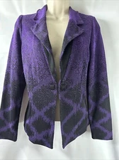 Ming Wang Black & Purple Knit Jacket Cardigan- Small