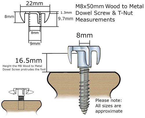 Small Tall Pine Bun Foot + Bolt & 11mm T-Nut 67mm * 85mm CHOOSE QUANTITY A3TMBT - Picture 17 of 17