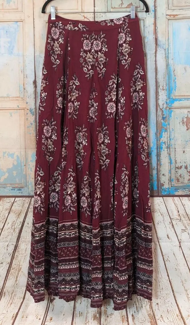 Maroon clearance floral skirt