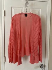 Worthington Womens Pretty Pink Open Front Cardigan Sweater Women's Size L