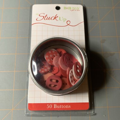 Bo Bunny- All Stuck Up Buttons Wild Berry Magnetic Storage Container Scrapbook