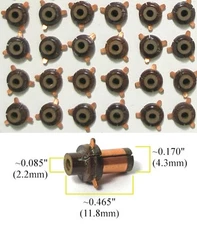 24pc Vintage TRADESHIP Japan 1/24 1/32 Slot Car 3-Pole .078" Shaft COMMUTATORS
