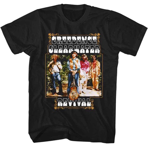 Creedence Clearwater Revival - Band And Fancy Box - Black Adult T-Shirt