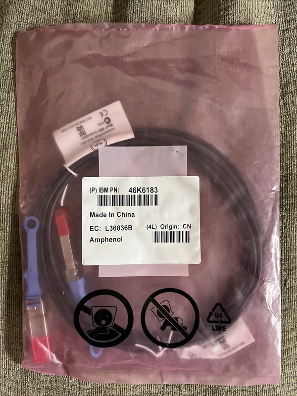 IBM 46K6183 AMPHENOL 10GB SFP+ACTIVE DIRECT SAS TO SAS ETHERNET CABLE BRAND NIB