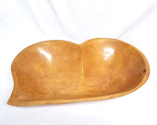 Freeform 18" WOOD BOWL, Altar Offering Display Bowl Scan/Danish Style Heart