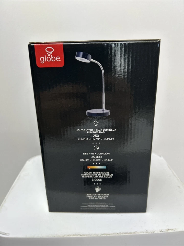 Globe Electric 12643 Energy Star интегрированная светодиодная настольная лампа, матовый черный, хромированный - Изображение 4 из 4