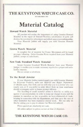 KEYSTONE WATCH CASE CO 1919 MATERIAL CATALOG Reprint Howard, Crown, NY Standard - Imagen 2 de 5