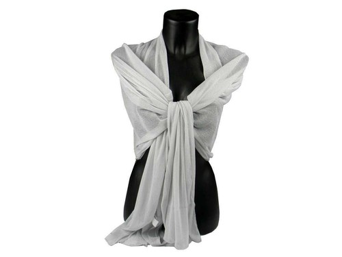 Stola donna grigio perla e argento stola lurex argentata stole coprispalle - Foto 3 di 8