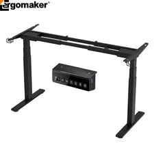 Ergomaker Black Electric Stand Up Desk Frame Dual Motor Standing Adjustable Base