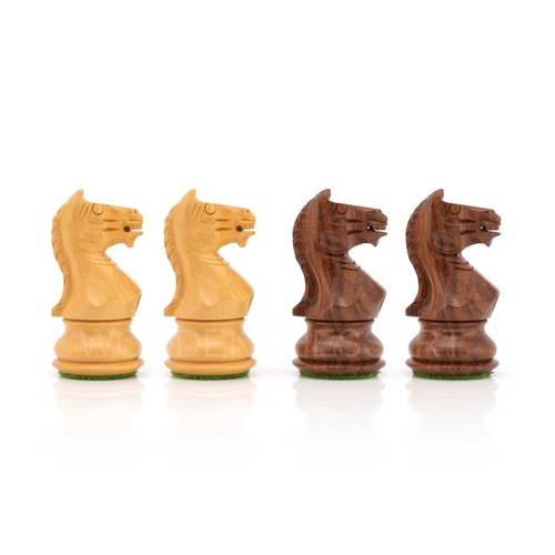 3,5" Staunton Schachfiguren nur in goldenem Palisander & Buchsbaum - gewichtet - Bild 5 von 7
