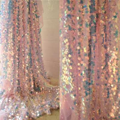 Bling Shiny Laser Sequin Fabric Gradient Wedding Dress Backdrop Glitter Craft