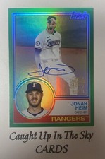 2024 Topps Archives Jonah Heim “1983 Fan Favorites” Green Foil Auto #50/99